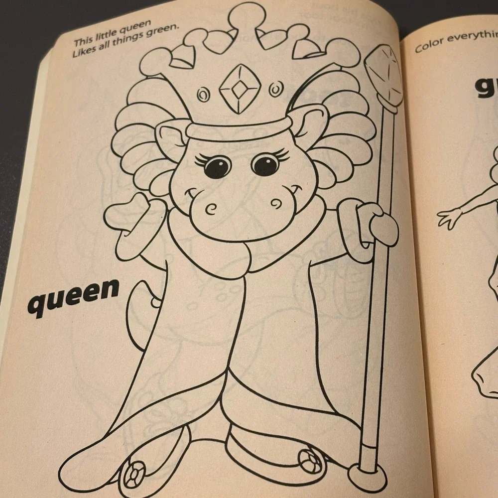 Barney Coloring Activity Book Kids OS Purple Excellent Fun With Rhymes Vintage